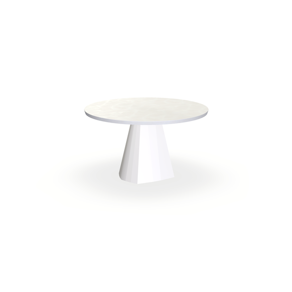 Eettafel Beton Beige - Rond - Cone Onderstel Mat Wit - {{ product.type }} - Kas20