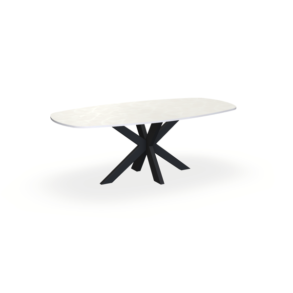 Eettafel Beton Beige - Ovaal Deens - Matrix Dun Onderstel Mat Zwart - {{ product.type }} - Kas20