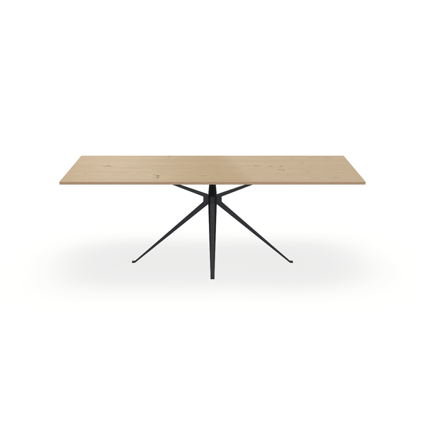 Eettafel Eiken Fineer Noesten Naturel - Recht - Anna Onderstel Mat Zwart - {{ product.type }} - Kas20