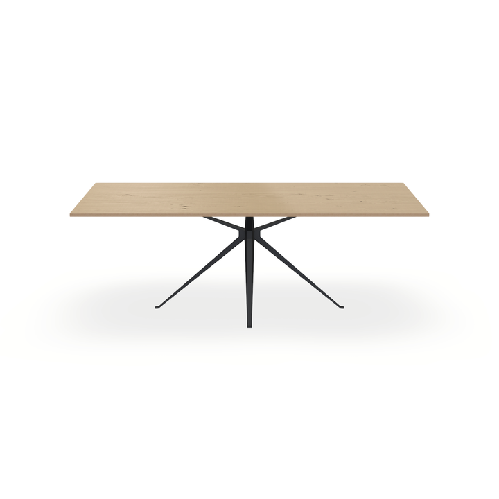 Eettafel Eiken Fineer Noesten Naturel - Recht - Anna Onderstel Mat Zwart - {{ product.type }} - Kas20