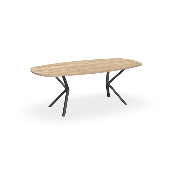 Eettafel Eiken Liqurien - Ovaal Deens - Vv Poot Onderstel Mat Antraciet - {{ product.type }} - Kas20