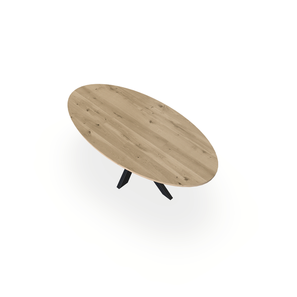 Eettafel Eiken Naturel - Ovaal - Matrix Dun Onderstel Mat Zwart - {{ product.type }} - Kas20