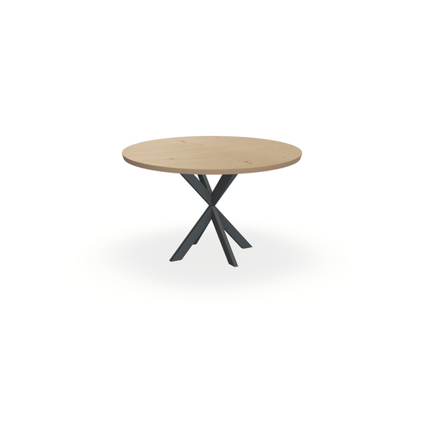 Eettafel Eiken Fineer Noesten Naturel - Rond - Kruispoot Ultra Onderstel Mat Antraciet - {{ product.type }} - Kas20