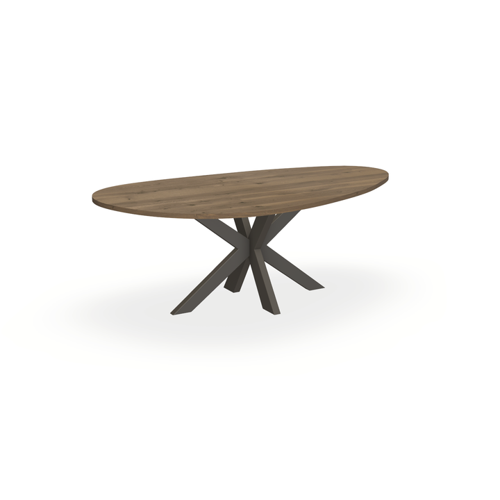 Eettafel Eiken Chocolate - Kiezel A - Matrix Dun Onderstel Mat Donkerbruin - {{ product.type }} - Kas20