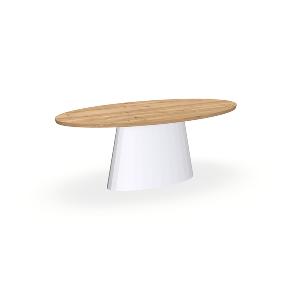 Eettafel Eiken Maurra - Ovaal - Sjors Onderstel Mat Wit - {{ product.type }} - Kas20