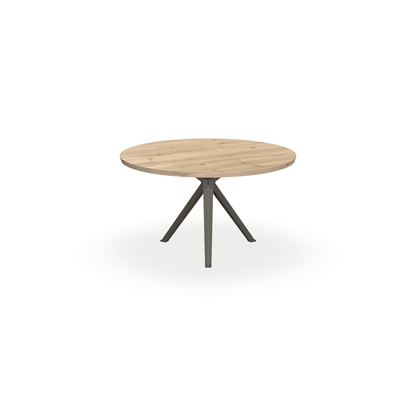 Eettafel Eiken Liqurien - Rond - Stella Onderstel Mat Donkerbruin - {{ product.type }} - Kas20
