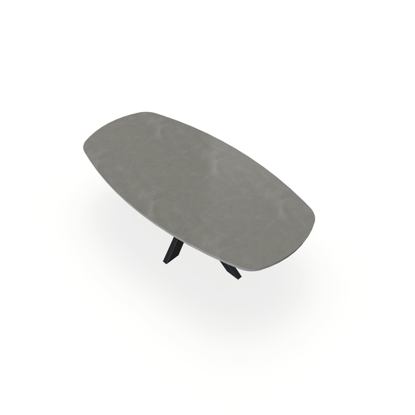 Eettafel Beton Concrete Grey - Ovaal Deens - Matrix Dun Onderstel Mat Zwart - {{ product.type }} - Kas20