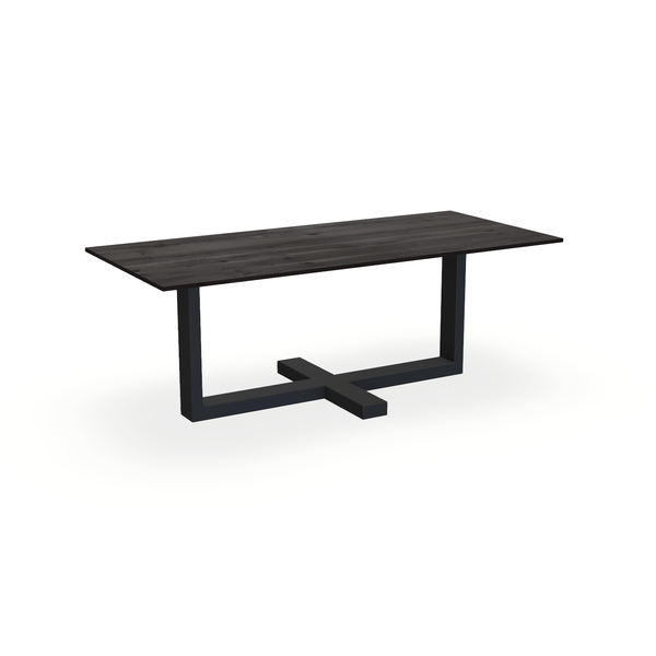 Eettafel Eiken Black Smoke In - Recht - Halve Plus Onderstel Mat Zwart - {{ product.type }} - Kas20