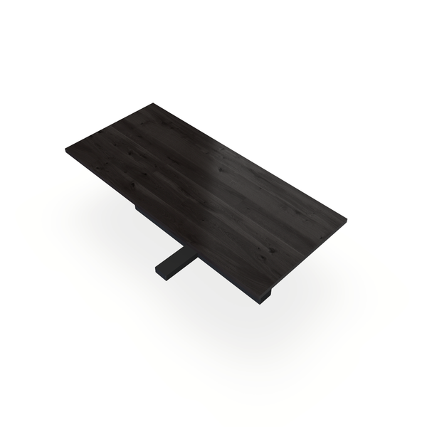 Eettafel Eiken Black Smoke In - Recht - Halve Plus Onderstel Mat Zwart - {{ product.type }} - Kas20