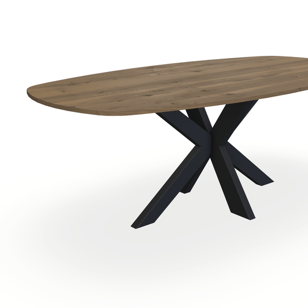 Eettafel Eiken Chocolate - Ovaal Deens - Matrix Dun Onderstel Mat Zwart - {{ product.type }} - Kas20