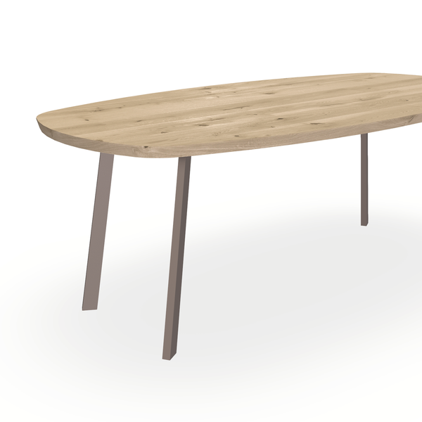 Eettafel Eiken Naturel - Ovaal Deens - I Poot Onderstel Mat Lichtbruin - {{ product.type }} - Kas20