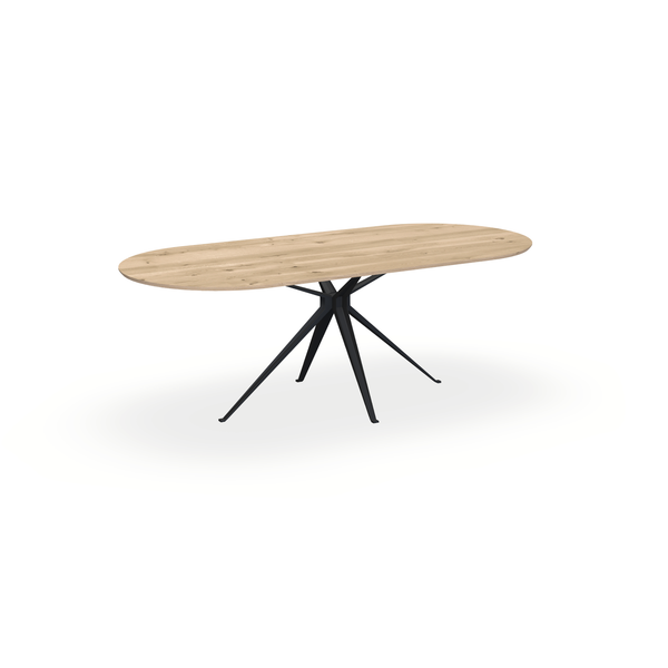 Eettafel Eiken Liqurien - Ovaal Plat - Anna Onderstel Mat Zwart - {{ product.type }} - Kas20