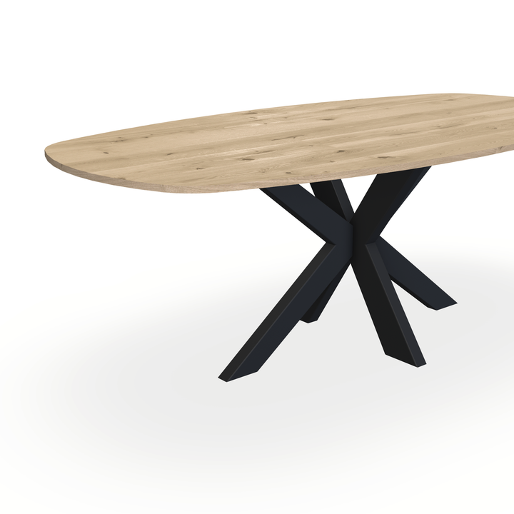 Eettafel Eiken Naturel - Ovaal Deens - Matrix Dun Onderstel Mat Zwart - {{ product.type }} - Kas20