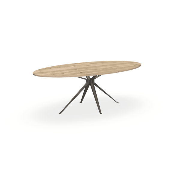 Eettafel Eiken Naturel - Ovaal - Anna Onderstel Mat Donkerbruin - {{ product.type }} - Kas20