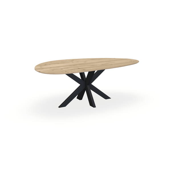 Eettafel Eiken Naturel - Kiezel B - Matrix Dun Onderstel Mat Zwart - {{ product.type }} - Kas20