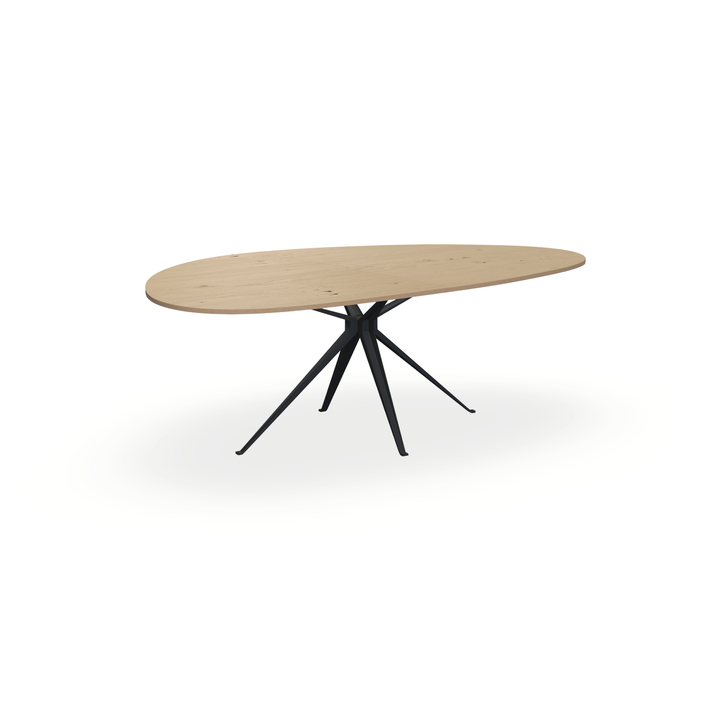 Eettafel Eiken Fineer Noesten Naturel - Kiezel B - Anna Onderstel Mat Zwart - {{ product.type }} - Kas20