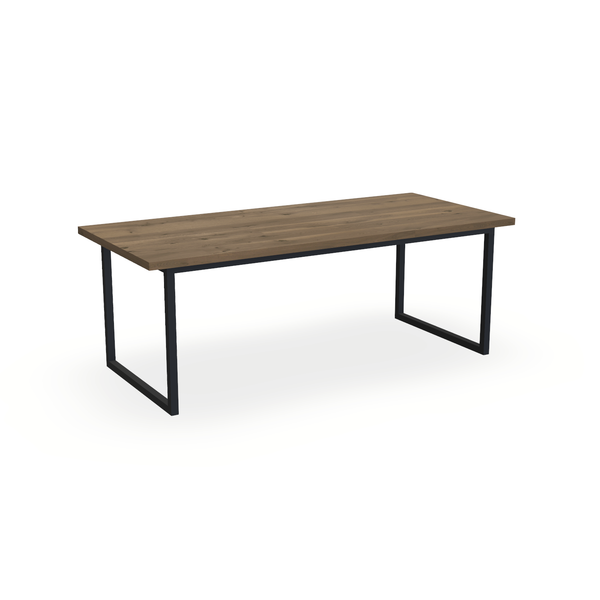 Eettafel Eiken Chocolate - Recht - Kubus Onderstel Mat Zwart - {{ product.type }} - Kas20