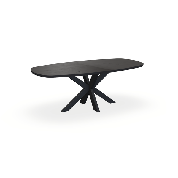 Eettafel Eiken Fineer Noesten Black Smoke In - Ovaal Deens - Matrix Dun Onderstel Mat Zwart - {{ product.type }} - Kas20