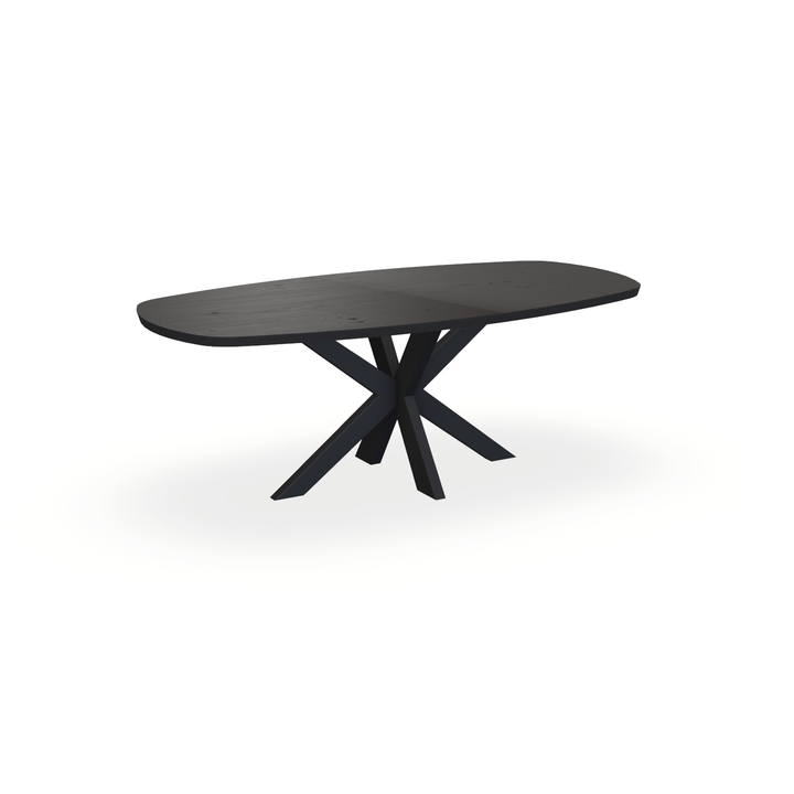 Eettafel Eiken Fineer Noesten Black Smoke In - Ovaal Deens - Matrix Dun Onderstel Mat Zwart - {{ product.type }} - Kas20