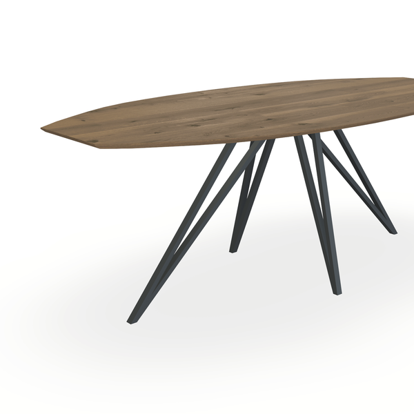Eettafel Eiken Chocolate - Ovaal Half - Spin Onderstel Mat Antraciet - {{ product.type }} - Kas20
