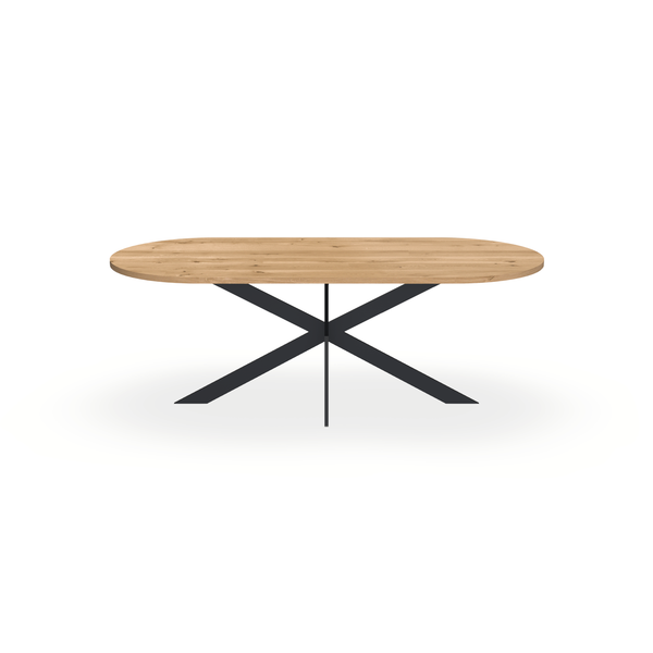 Eettafel Eiken Maurra - Ovaal Plat - Matrix Ultra Onderstel Mat Zwart - {{ product.type }} - Kas20