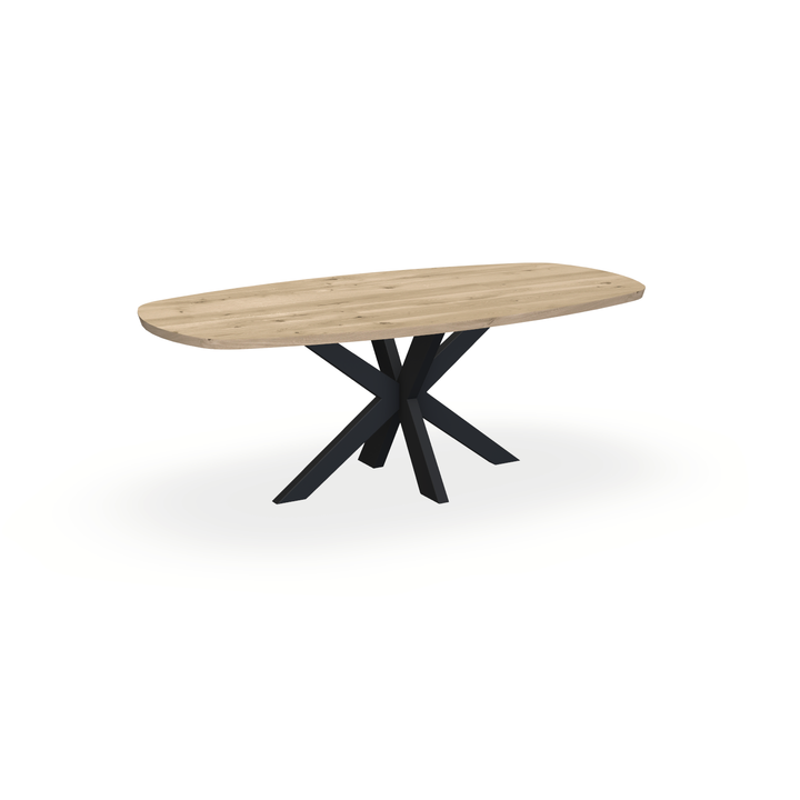Eettafel Eiken Naturel - Ovaal Deens - Matrix Dun Onderstel Mat Zwart - {{ product.type }} - Kas20