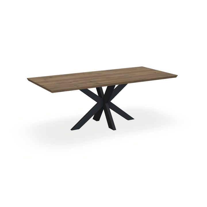 Eettafel Eiken Chocolate - Recht - Matrix Dun Onderstel Mat Zwart - {{ product.type }} - Kas20