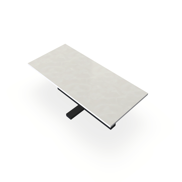 Eettafel Beton Creamy White - Recht - Halve Plus Onderstel Mat Zwart - {{ product.type }} - Kas20