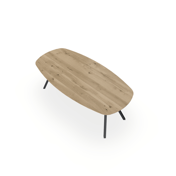 Eettafel Eiken Naturel - Ovaal Deens - I Schuin Onderstel Mat Zwart - {{ product.type }} - Kas20