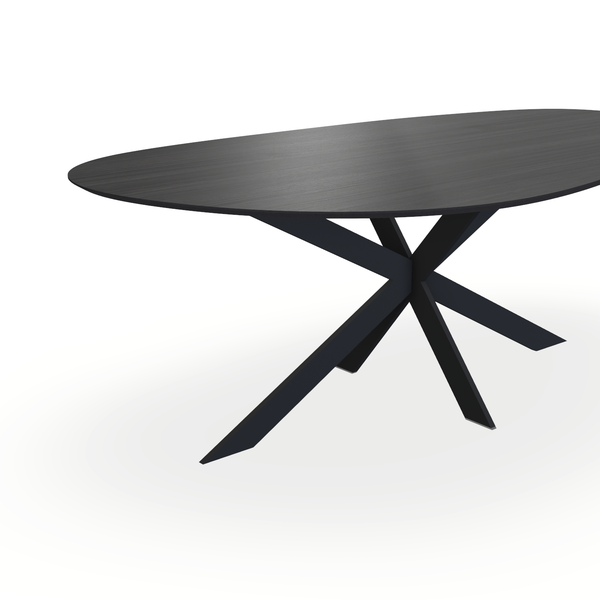 Eettafel Eiken Fineer Zwart - Kiezel A - Matrix Ultra Onderstel Mat Zwart - {{ product.type }} - Kas20
