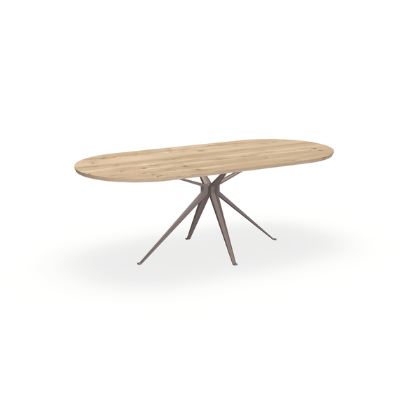 Eettafel Eiken Liqurien - Ovaal Plat - Anna Onderstel Mat Lichtbruin - {{ product.type }} - Kas20
