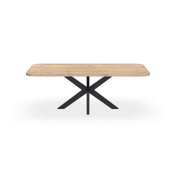 Eettafel Eiken Liqurien - Recht Radius - Matrix Dun Onderstel Mat Zwart - {{ product.type }} - Kas20