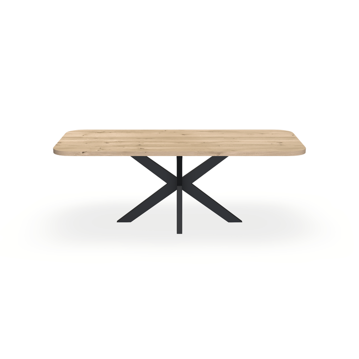 Eettafel Eiken Liqurien - Recht Radius - Matrix Dun Onderstel Mat Zwart - {{ product.type }} - Kas20