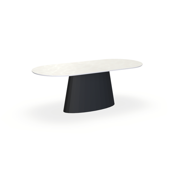 Eettafel Beton Creamy White - Ovaal Plat - Sjors Onderstel Mat Zwart - {{ product.type }} - Kas20