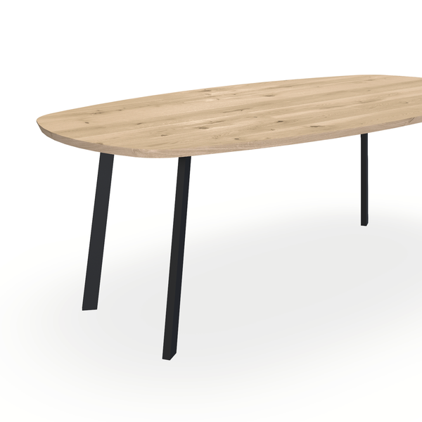 Eettafel Eiken Liqurien - Ovaal Deens - I Poot Onderstel Mat Zwart - {{ product.type }} - Kas20