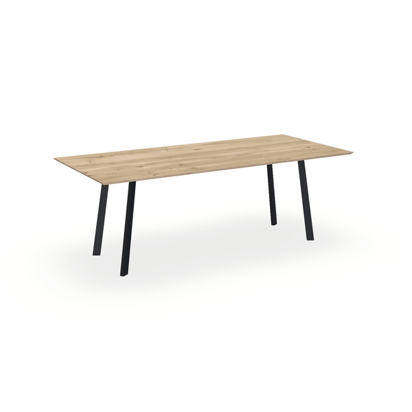 Eettafel Eiken Naturel - Recht - I Poot Onderstel Mat Zwart - {{ product.type }} - Kas20