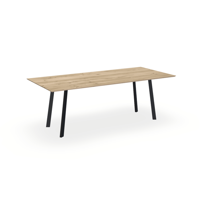 Eettafel Eiken Naturel - Recht - I Poot Onderstel Mat Zwart - {{ product.type }} - Kas20