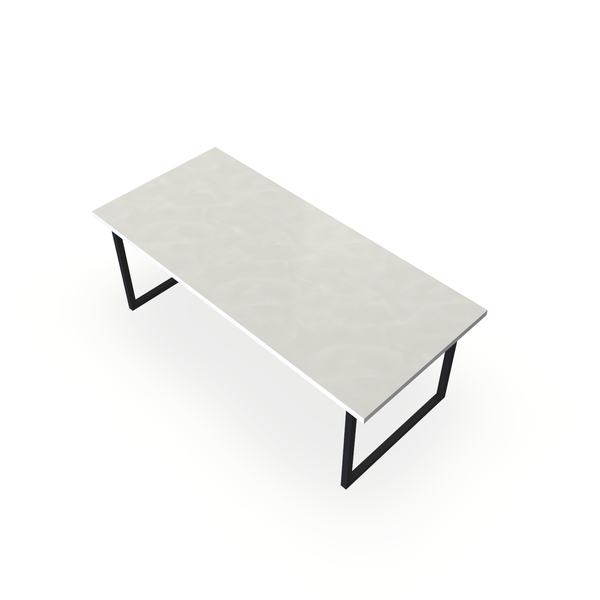Eettafel Beton Beige - Recht - Kubus Onderstel Mat Zwart - {{ product.type }} - Kas20