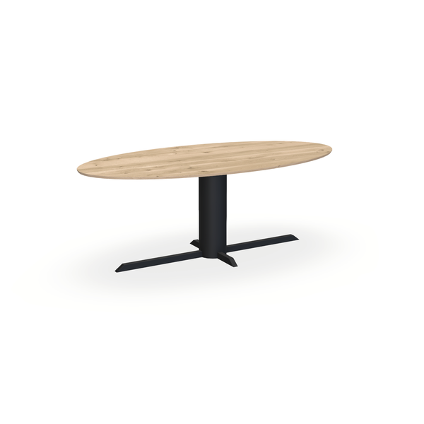 Eettafel Eiken Liqurien - Ovaal - Ilona Onderstel Mat Zwart - {{ product.type }} - Kas20