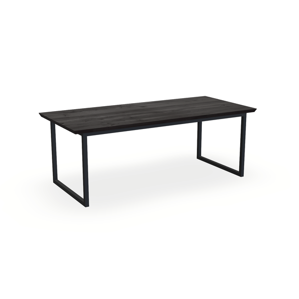 Eettafel Eiken Black Smoke In - Recht - Kubus Onderstel Mat Zwart - {{ product.type }} - Kas20