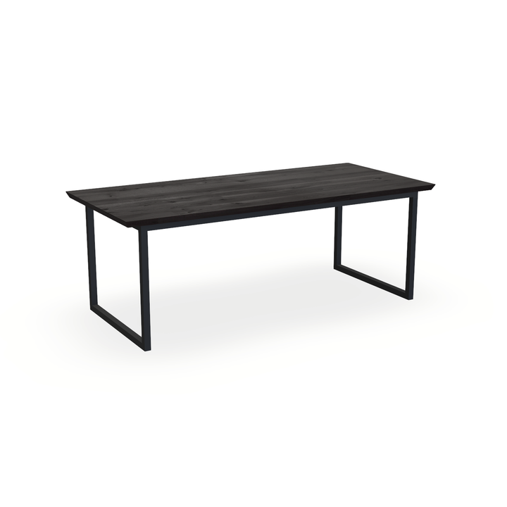 Eettafel Eiken Black Smoke In - Recht - Kubus Onderstel Mat Zwart - {{ product.type }} - Kas20