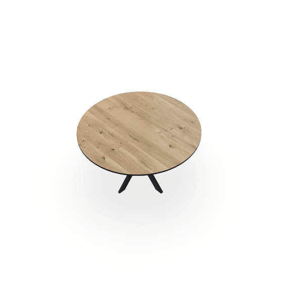 Eettafel Eiken Liqurien - Rond - Kruispoot Ultra Onderstel Mat Zwart - {{ product.type }} - Kas20