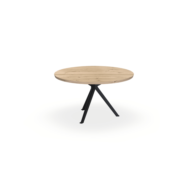 Eettafel Eiken Liqurien - Rond - Stella Onderstel Mat Zwart - {{ product.type }} - Kas20