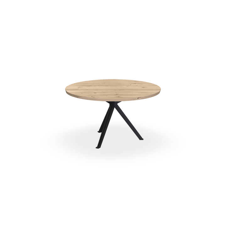 Eettafel Eiken Liqurien - Rond - Stella Onderstel Mat Zwart - {{ product.type }} - Kas20