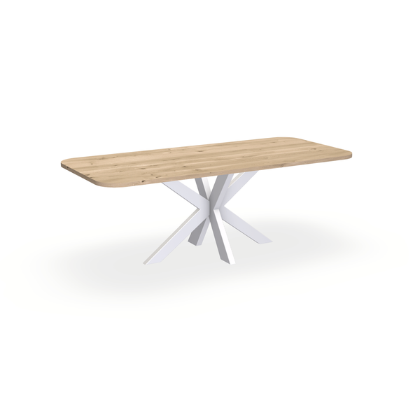 Eettafel Eiken Liqurien - Recht Radius - Matrix Dun Onderstel Mat Wit - {{ product.type }} - Kas20