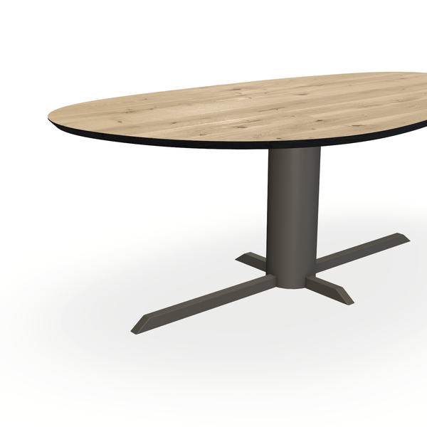 Eettafel Eiken Naturel - Kiezel A - Ilona Onderstel Mat Donkerbruin - {{ product.type }} - Kas20