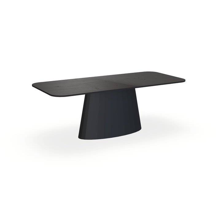 Eettafel Eiken Fineer Noesten Black Smoke In - Recht Radius - Sjors Onderstel Mat Zwart - {{ product.type }} - Kas20