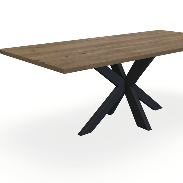 Eettafel Eiken Chocolate - Recht - Matrix Dun Onderstel Mat Zwart - {{ product.type }} - Kas20