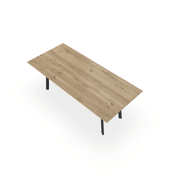 Eettafel Eiken Naturel - Recht - I Poot Onderstel Mat Zwart - {{ product.type }} - Kas20