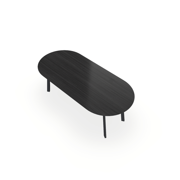 Eettafel Eiken Fineer Zwart - Ovaal Plat - I Poot Onderstel Mat Zwart - {{ product.type }} - Kas20